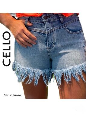 Ms. CELLO Denim High-Rise Fringe Jean Shorts (2X)  NWT